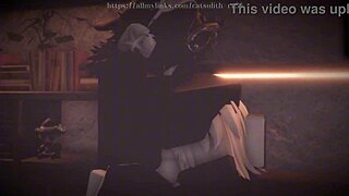 Fucking the hot horny demon girl with deepthroat blowjob handjob and creampie in game