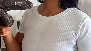 amateur couple nysdel enjoys deepthroat blowjob and cum swallow with huge dildo