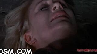 bound couple engages in rough sadomasochism sex with tight pussy fucking