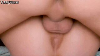 oh man, she's squirting all over his big cock in this intense close-up session 😈 her shaved pussy is getting pounded hard.