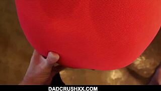 Cute teen Taylor Sands feels excited wearing stepmom's clothes to seduce her stepdad in kitchen POV.