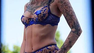 Tatted and tanned sub girl takes fat dick deep in her shaved pussy while riding cowgirl