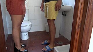 perverted stepmother demands stepson piss in front of her with dirty talk and big tits tease