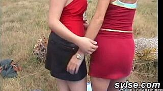 Lesbian Teen 18+ Experimenting with Strapon in Outdoor Public Setting for Bold Thrills