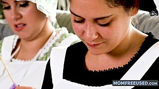 Curvy amish girl jessie rogers offers her fat bbw body for community roleplay fucking with milf toys.