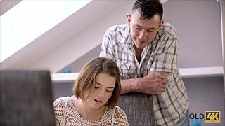 Old wise gentleman enjoys sex with young 18+ beautiful girl in amateur scene