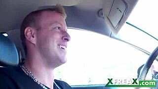 Ukrainian girl Lina Arian gets warmed up in a park and taken home by 3 guys for a gang bang