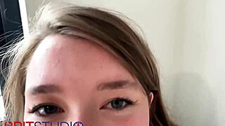 Oh gosh, I mean, this British teen in a polo shirt just starts sucking cock like it's her first time, all curvy and blue-eyed...