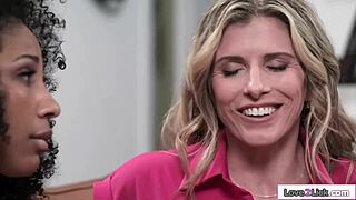 Busty milf stepmom lets ebony stepdaughter lick shaved pussy?