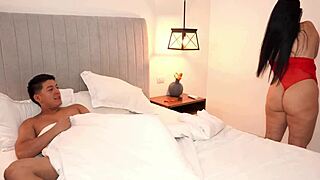 Colombian milf with huge saggy tits and big ass mistakes hotel room for stepson's leading to his monster cock inside her