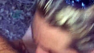 Adventire Time Public Woods with Blonde Blowjob and Cum Swallow