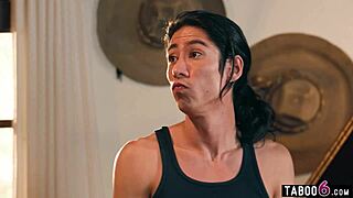 stripper stepmom lauren phillips gets double penetrated by her suspicious stepsons in wild threesome. clothes ripped during intense taboo action.