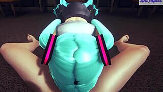Hatsune Miku Gets Blowjob And Creampie Sex Before Concert In 3D Hentai