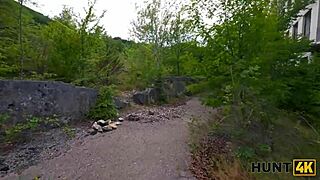 Horny Russian brunette teen cheats on boyfriend by fucking stranger in public outdoor pickup for cash