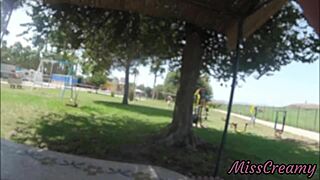 Oh my god, watch me flash and grope my stepfather's huge cock in public park while strangers stare!