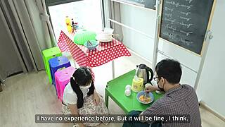 Asian girl gets hardcore doggystyle fuck in her store with wet pussy licking!