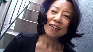 Asian mom junko sakashita shows boobs on street after getting excited by guy