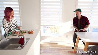 Pegas productions - Lili Cocksinhell gets choked and deepthroated on kitchen desk in rough POV