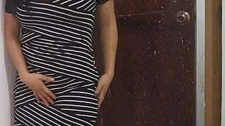 Look at my sexy stepmother dancing with her cute ass flashing before the wedding