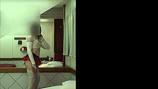 crossdresser de fantasia appeared as colegial aluna in sexy cosplay uniform with shemale prostitute elements