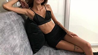 My Colombian stepsister welcomed me to our parents' house with a sensual massage in lingerie. We ended up in intense interracial domination and ebony goddess worship.