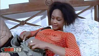 Anal fuck on bed with Shania delicious little French black girl in homemade casting.