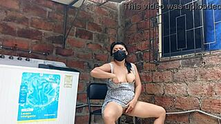 Slutty Neighbor in the Yard Shows Her Pussy Under Dress - What a Kinky Canadian Latina!