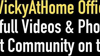 Gigantic jugs milf vicky vette feels so horny stroking big cock in lingerie for wet cum explosion