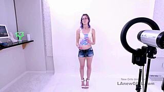 I feel so shy with purple hair getting fucked by my uncle at this modeling audition on the sofa