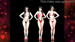 asian valentine's breast expansion dance shakes huge tits in group korean japanese rhythm!