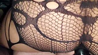 Slutty Filipina tries first anal fuck in fishnet stockings with huge cock