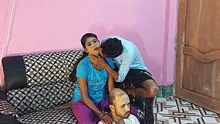 I feel so horny watching this amateur threesome with beautiful indian babe riding two monster cocks roughly