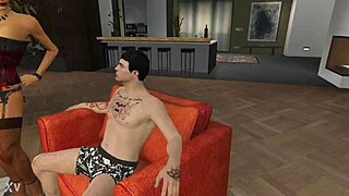 GTAO brunette Latina tattoos rip lingerie for private lapdance tease