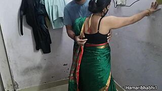 horny indian aunty gets hardcore homemade fucking from big cock in silk with sexy moans.