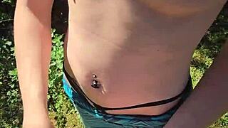 i'm out walking with my wife and she surprises me with a quick handjob under her skirt