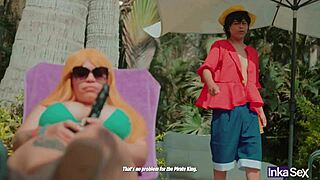 Cosplay fun with curvy colombian nami in costume getting fucked by captain luffy on the tripulación. 😈🍑