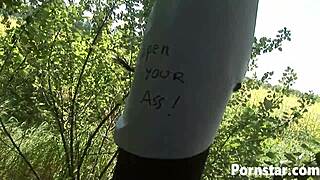 busty hottie claudia rossi with hairy pussy gets her ass fucked hard outdoors