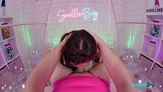 The sweet 18+ stepsister let out moans as his cock slid deep into her tight pussy.