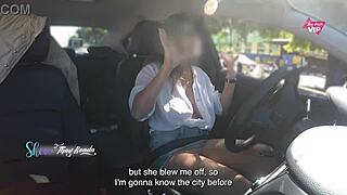 hot wife thay ksada flashes in the car for a stranger who gropes her.
