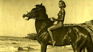 vintage beauty BENT OVER DOGGYSTYLE in hairy outdoor retro tits tease!