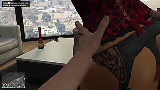 GTAO brunette Latina tattoos rip lingerie for private lapdance tease