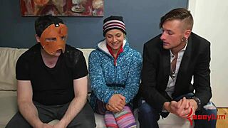 Busty teen 18+ anal sub gets rammed deep in bondage with domination and rough face fucking in group