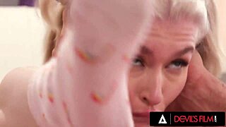 Hot blonde teen Emma Rosie rides handyman's monster cock in tight ass!