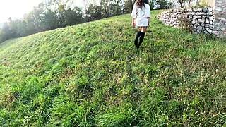 she strolls through nature stripping naked as nosy neighbors spot her wet pussy