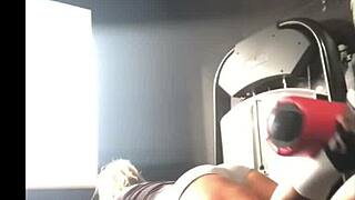 she hits the gym hard on her athletic big ass today. fitness workout turns into a steamy booty massage session