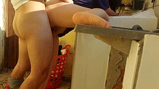 horny housewife pays repairman with curvy wet pussy licking