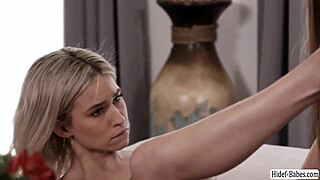 Blonde Lesbian Friends Lick And Fuck Pussy With Dildo