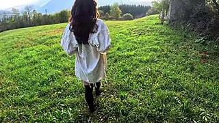 she strolls through nature stripping naked as nosy neighbors spot her wet pussy