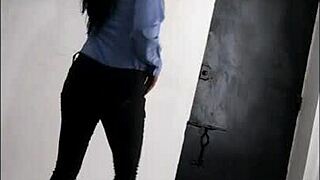 social worker shakes big tits ass dancing wild for that raise