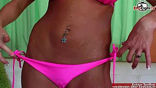 Skinny milf mommy begs for big cock in her silicone tits mouth